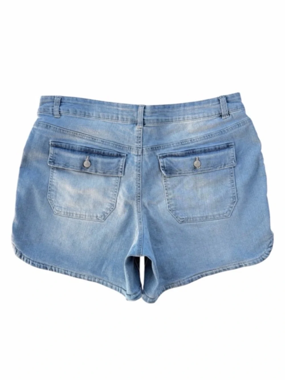 D. Jeans Light-Wash Cargo Utility High-Rise Stretch Denim Shorts ~ Women’s 14